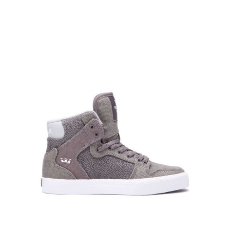 Supra Vaider Kids High Tops Shoes Grey UK 15CSL